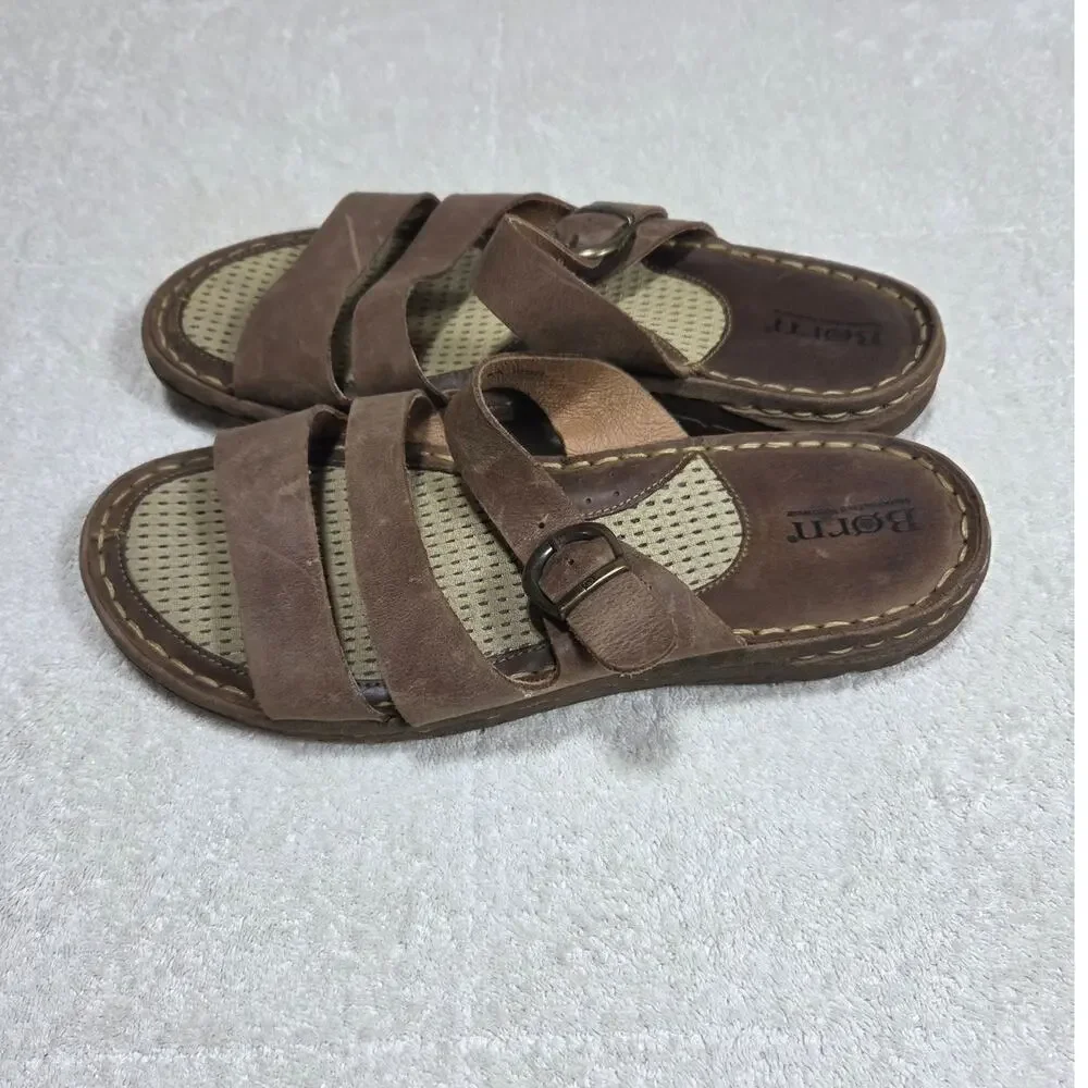 Born Unisex Brown Leather Strappy Sandals Size M 9 W 10.5
